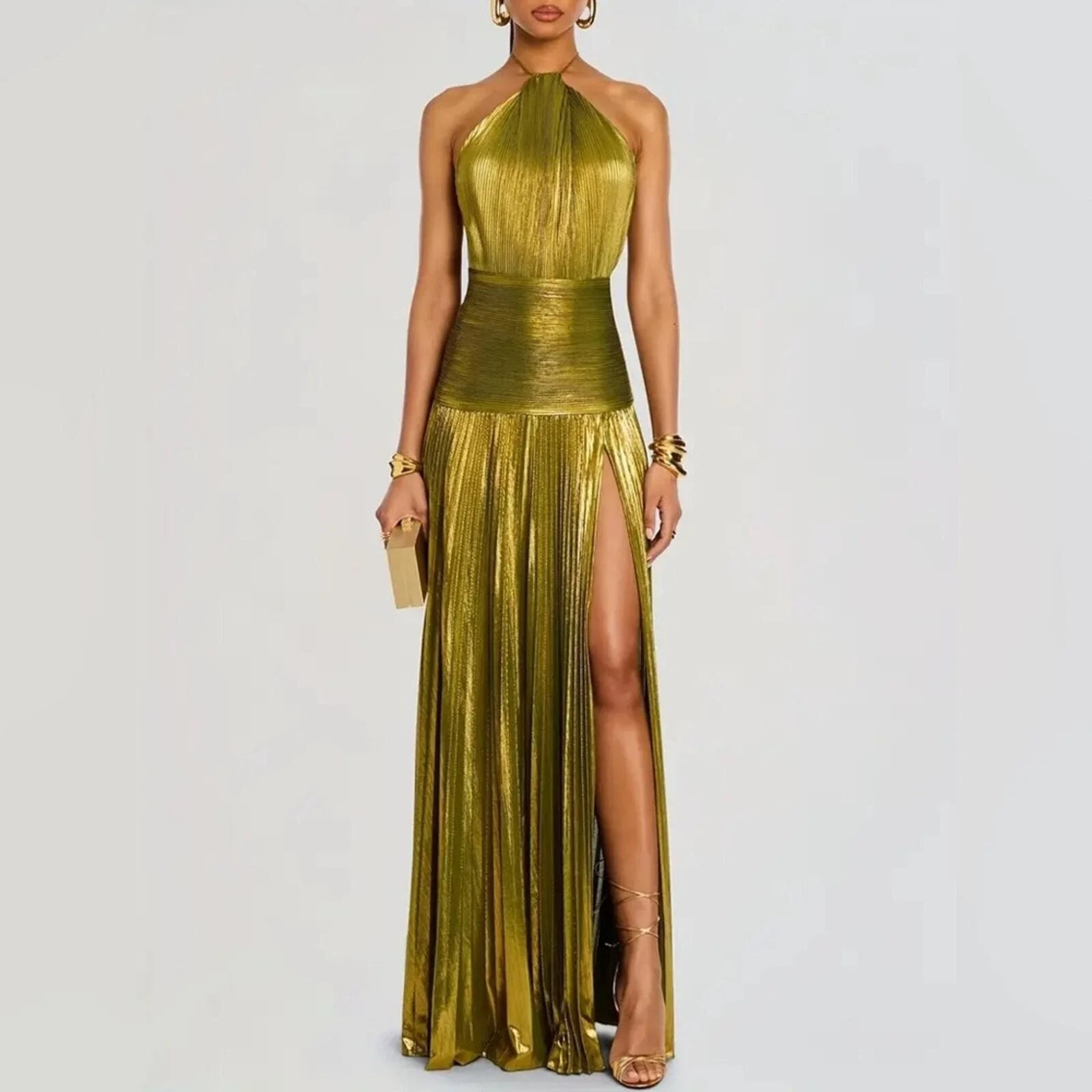 NEW - Elegant Gold Evening‎ Gown Size L